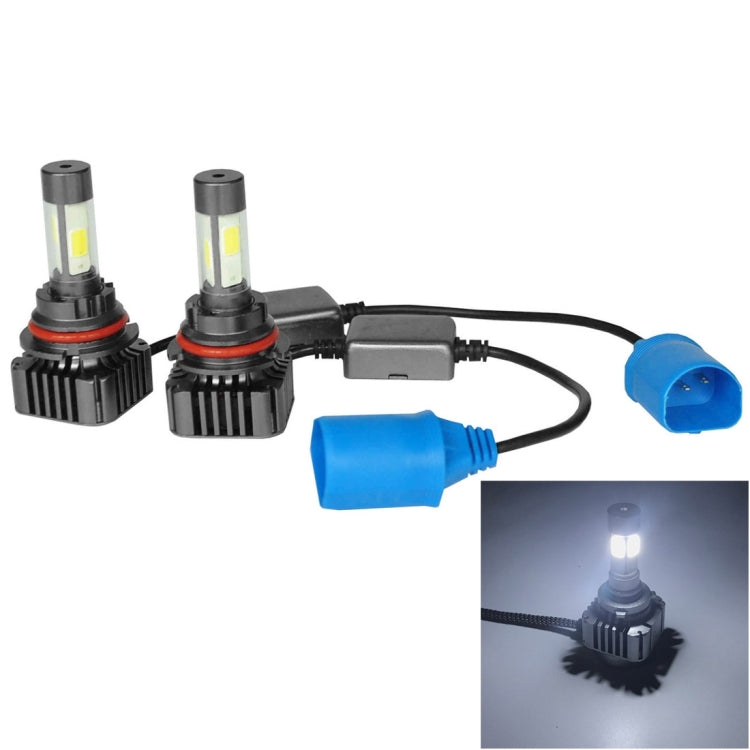 2 PCS WEIYAO V8s 9007 40W 9600LM 6000K White Light Car 4 COB LEDs Headlight Kit, DC 12-24V(Black)