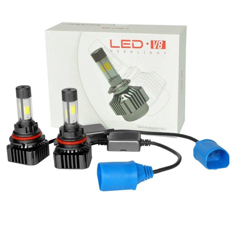 2 PCS WEIYAO V8s 9007 40W 9600LM 6000K White Light Car 4 COB LEDs Headlight Kit, DC 12-24V(Black)