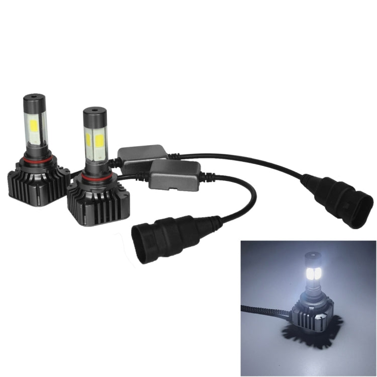 2 PCS WEIYAO V8s 9006 40W 9600LM 6000K White Light Car 4 COB LEDs Headlight Kit, DC 12-24V(Black)