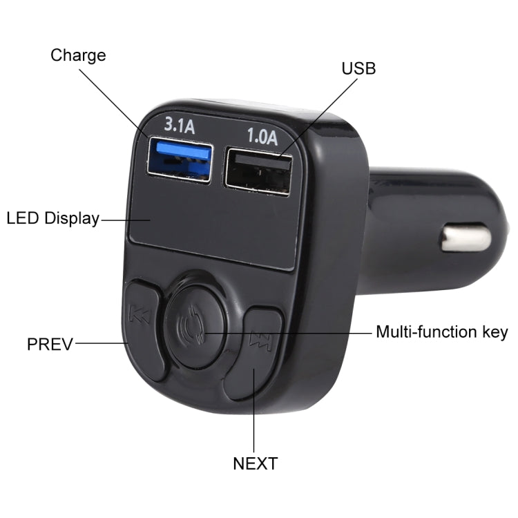 X22 Dual USB Charging Bluetooth FM Transmitter MP3 Player Car Kit, Support Hands-Free Call  & TF Card & U Disk(Black)