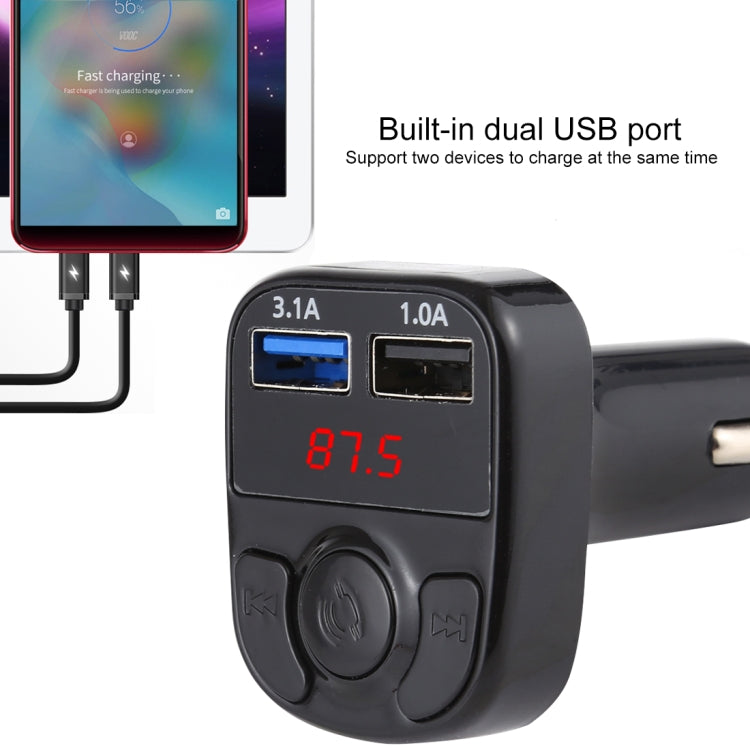 X22 Dual USB Charging Bluetooth FM Transmitter MP3 Player Car Kit, Support Hands-Free Call  & TF Card & U Disk(Black)