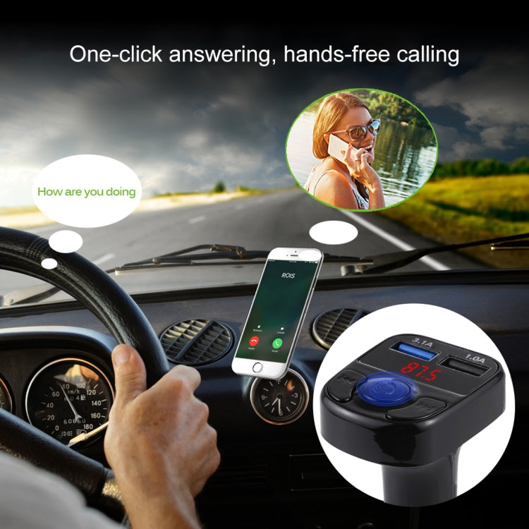 X22 Dual USB Charging Bluetooth FM Transmitter MP3 Player Car Kit, Support Hands-Free Call  & TF Card & U Disk(Black)