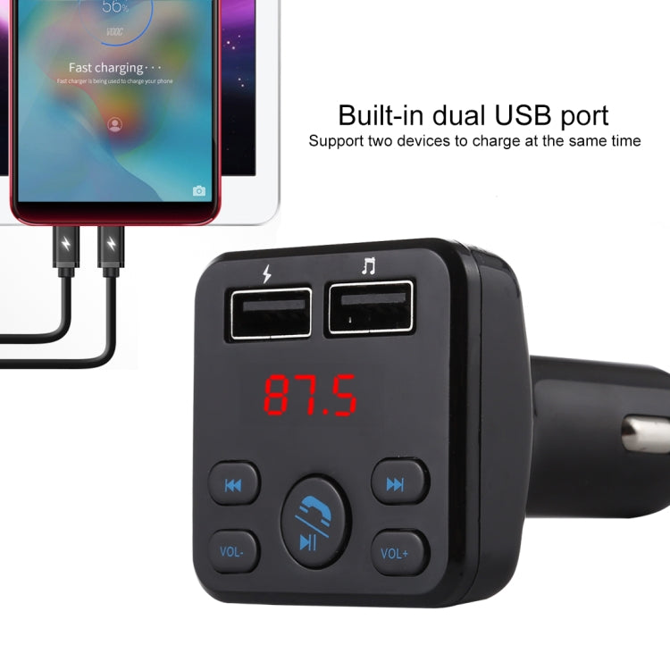 A10 Dual USB Charging Bluetooth FM Transmitter MP3 Player Car Kit, Support Hands-Free Call & TF Card & U Disk