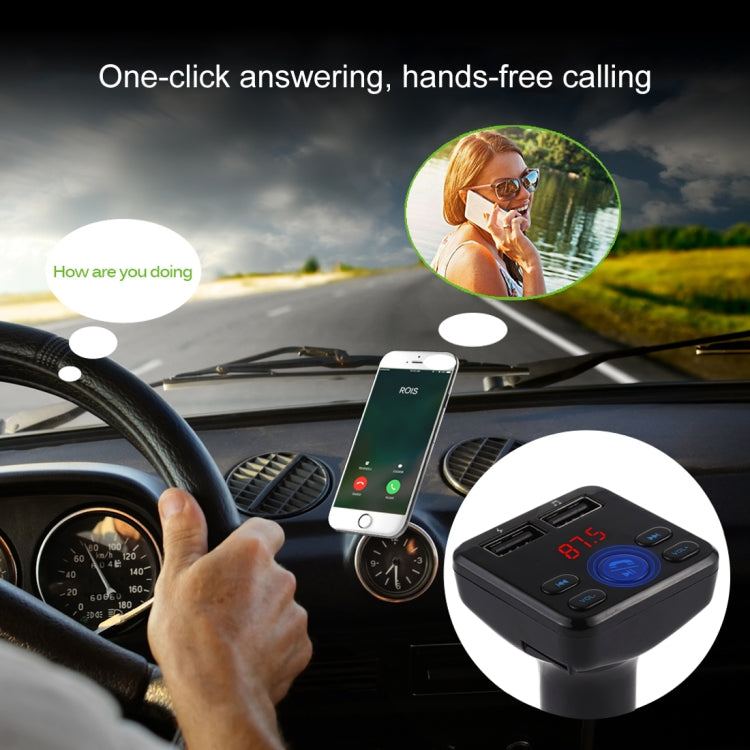 A10 Dual USB Charging Bluetooth FM Transmitter MP3 Player Car Kit, Support Hands-Free Call & TF Card & U Disk