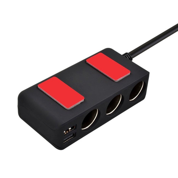 4.8A 80W Plastic Shell 3 Sockets in 1 Car Cigarette Lighter Car Charger Car Socket with Dual USB Ports