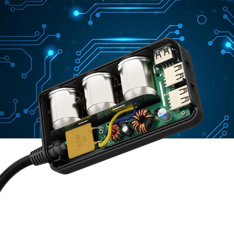 4.8A 80W Plastic Shell 3 Sockets in 1 Car Cigarette Lighter Car Charger Car Socket with Dual USB Ports