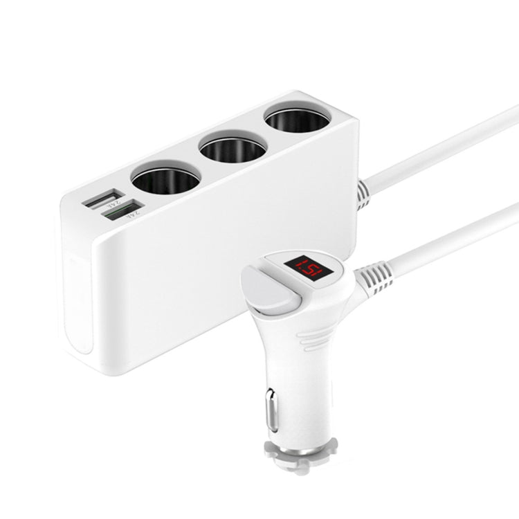 4.8A 80W Plastic Shell 3 Sockets in 1 Car Cigarette Lighter Car Charger Car Socket with Dual USB Ports