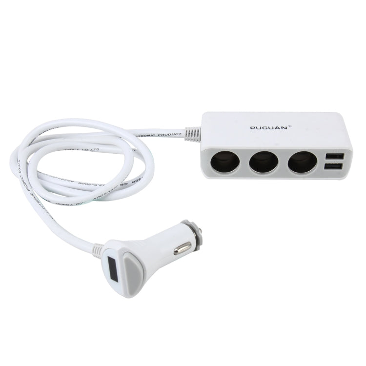 4.8A 80W Plastic Shell 3 Sockets in 1 Car Cigarette Lighter Car Charger Car Socket with Dual USB Ports