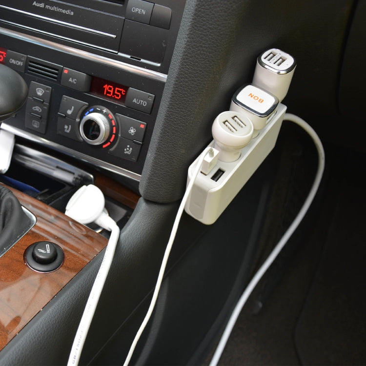 4.8A 80W Plastic Shell 3 Sockets in 1 Car Cigarette Lighter Car Charger Car Socket with Dual USB Ports