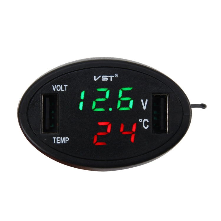 Digital Thermometer Car Battery Monitor Car-mounted Charger 3 in 1 Low Power Consumption High Light Display USB Charger