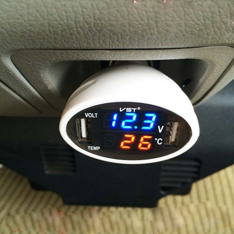 Digital Thermometer Car Battery Monitor Car-mounted Charger 3 in 1 Low Power Consumption High Light Display USB Charger
