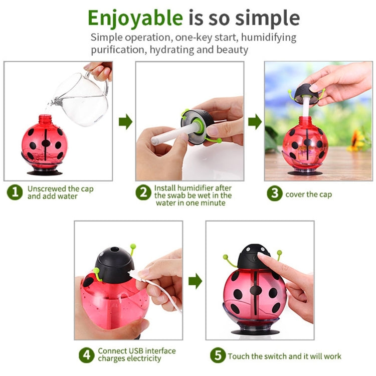 260ML 360 Degree Rotation Beetle Aromatherapy Air Purifier Humidifier with LED Light & Sucker Base for Home / Office / Car