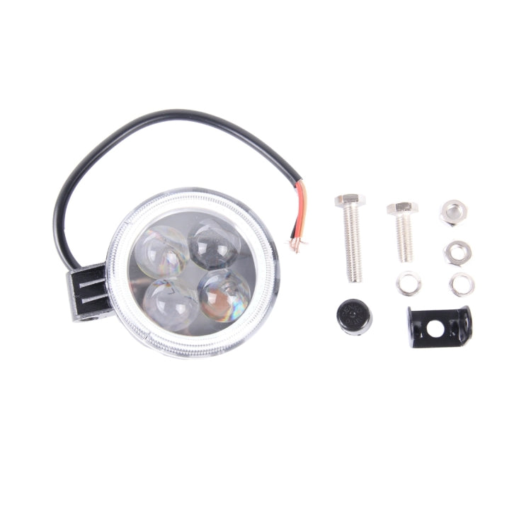 10W 6000K 800LM 4 LED White Motorcycle Headlight Lamp with Blue Angle Eye Lamp, DC 9-36V