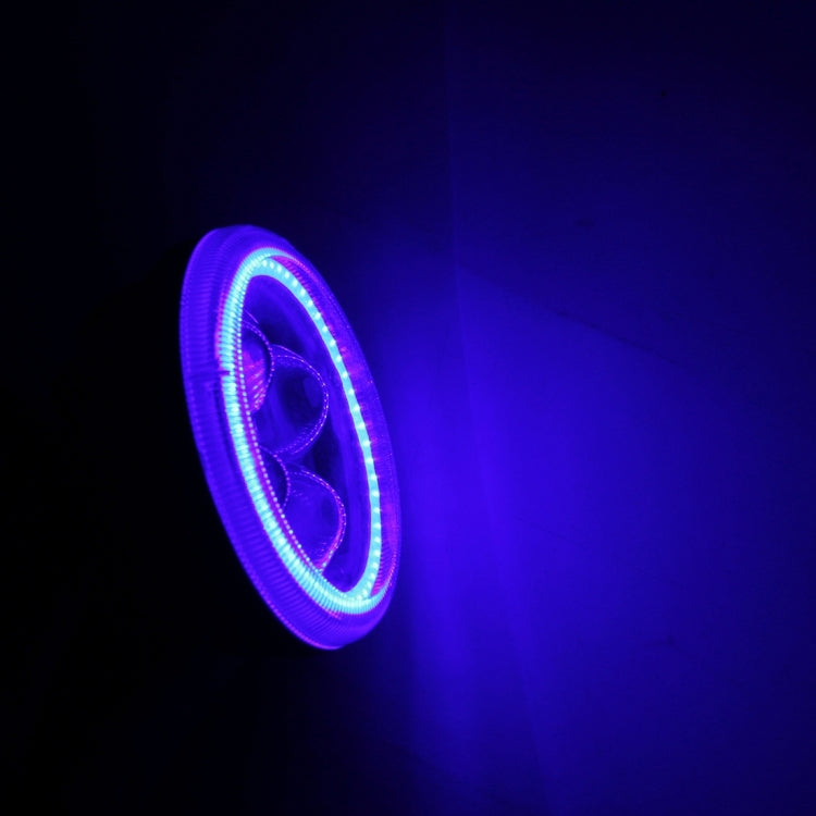 10W 6000K 800LM 4 LED White Motorcycle Headlight Lamp with Blue Angle Eye Lamp, DC 9-36V