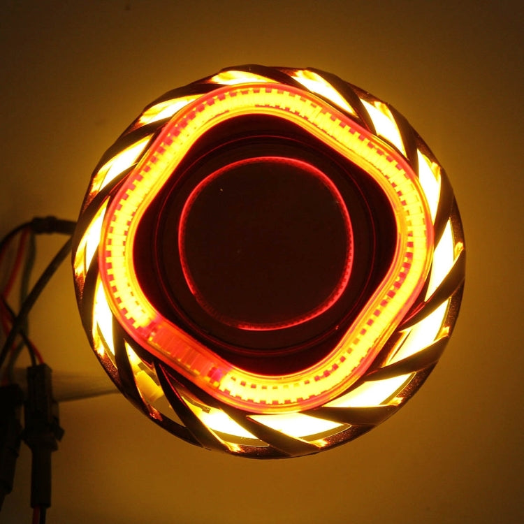 15W 6500K 2000LM 4 LED White Motorcycle Headlight Lamp with Yellow Red Angle Eye Lamp And Blue Devil Eye Lamp, DC 9-36V Cable Length: 45cm