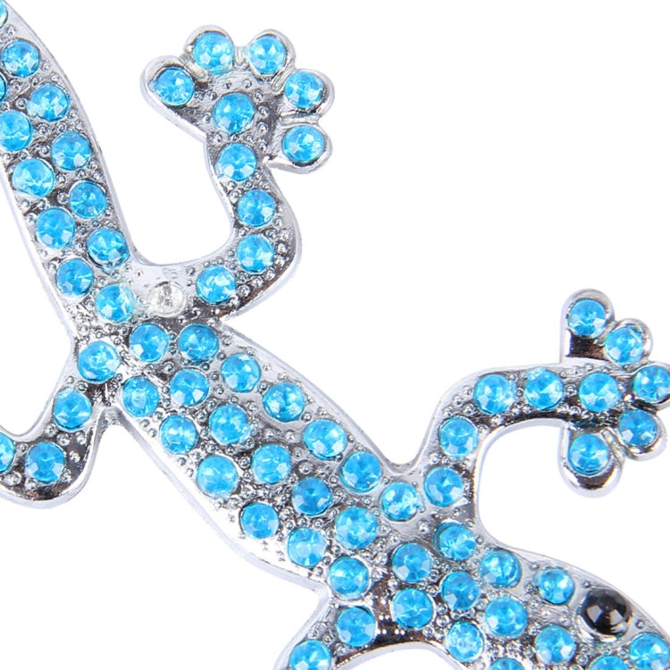 3D Car Wall Decal Stickers Metal Gecko Texture Shape With Blue Diamond, Realistic Rich-design Car Decoration
