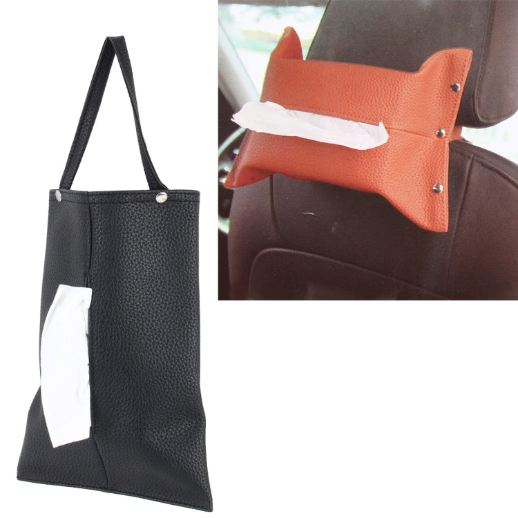 Car Auto Leather Sun Visor Backseat Multi-function Hanger Tissue Box Paper Napkin Bag Hanging Paper Towel Box(Not Include Napkin)