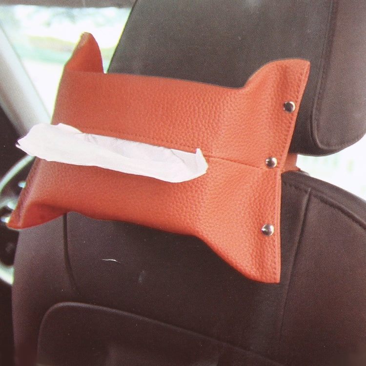 Car Auto Leather Sun Visor Backseat Multi-function Hanger Tissue Box Paper Napkin Bag Hanging Paper Towel Box(Not Include Napkin)
