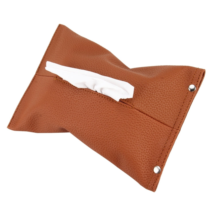 Car Auto Leather Sun Visor Backseat Multi-function Hanger Tissue Box Paper Napkin Bag Hanging Paper Towel Box(Not Include Napkin)
