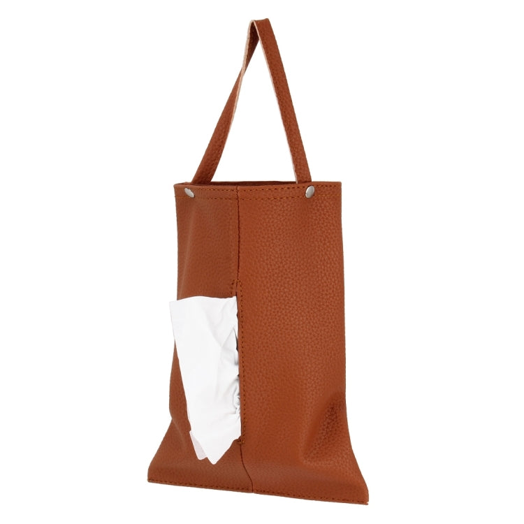 Car Auto Leather Sun Visor Backseat Multi-function Hanger Tissue Box Paper Napkin Bag Hanging Paper Towel Box(Not Include Napkin)