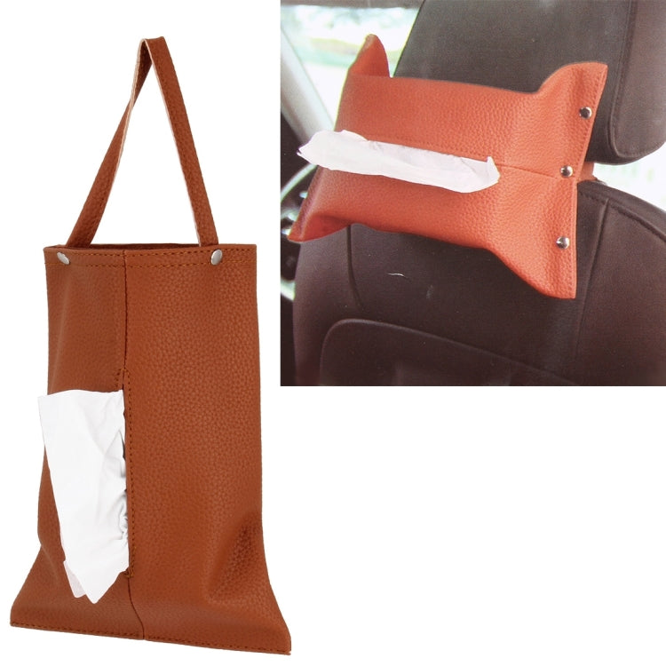 Car Auto Leather Sun Visor Backseat Multi-function Hanger Tissue Box Paper Napkin Bag Hanging Paper Towel Box(Not Include Napkin)