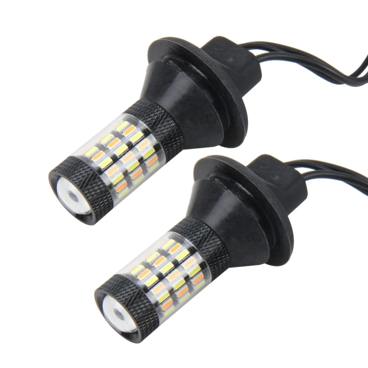 2 PCS 3156 5W 450LM 60LEDs DC 12V SMD-4014 Car Auto Brake Light Turn Signal Lights Car Source Set(White Light+Yellow Light), Cable Length: 40cm