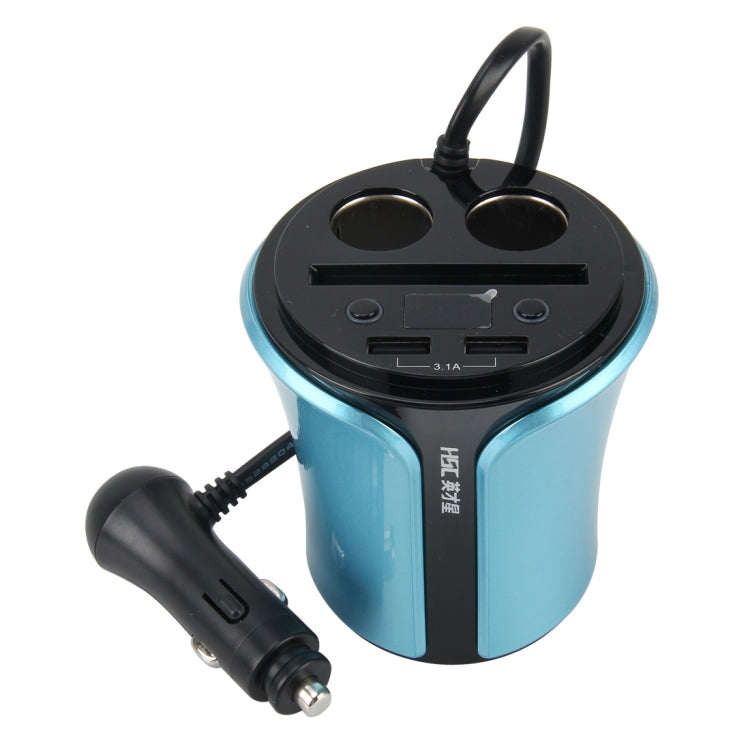 HSC-108D Car Cup Charger 3.1A Cup Type Car Charger Dual USB Ports Car 12V-24V Charger with Card Socket