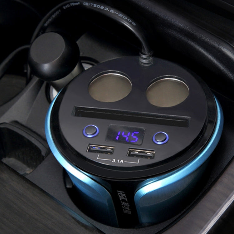 HSC-108D Car Cup Charger 3.1A Cup Type Car Charger Dual USB Ports Car 12V-24V Charger with Card Socket