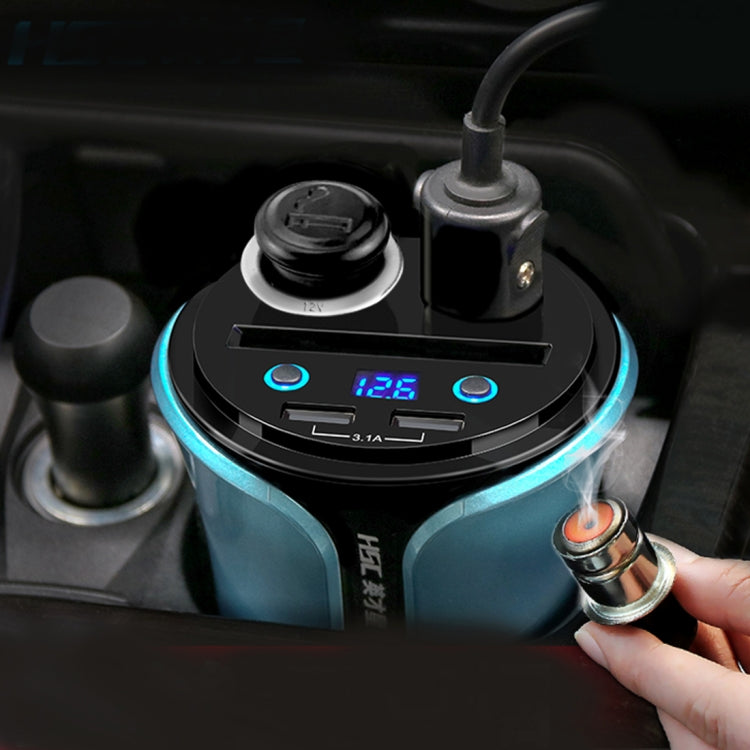 HSC-108D Car Cup Charger 3.1A Cup Type Car Charger Dual USB Ports Car 12V-24V Charger with Card Socket