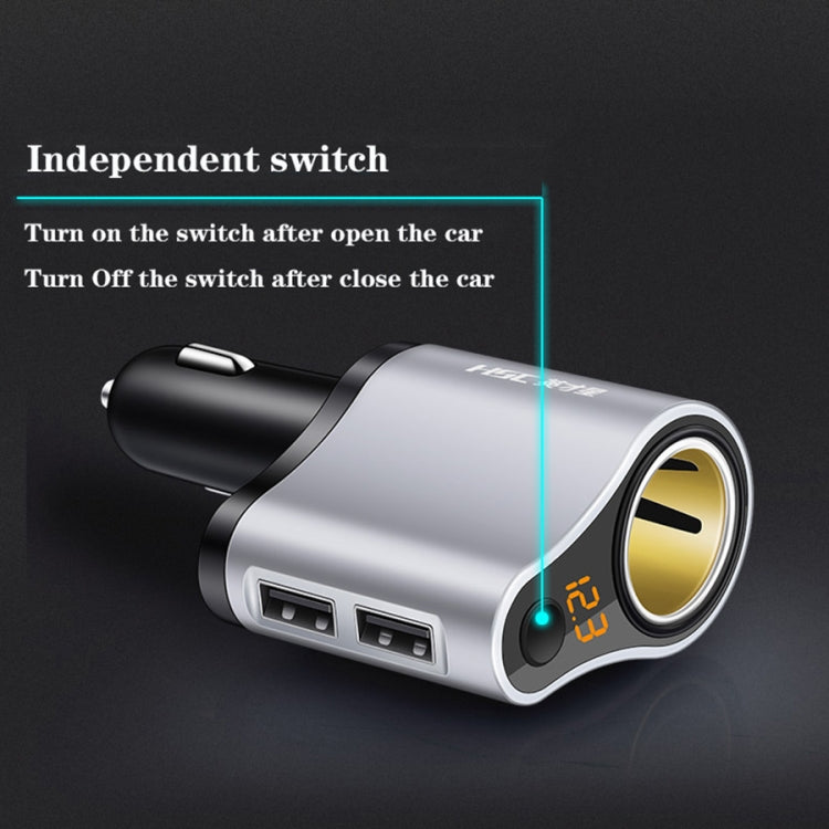 HSC-119D Car Charger 3.1A DC5.0 100W Dual USB Ports Car 12V-24V Charger 4 in 1 Cigarette Lighter Car Charger with Voltage Detection Car Charger Dual USB Fast Charge