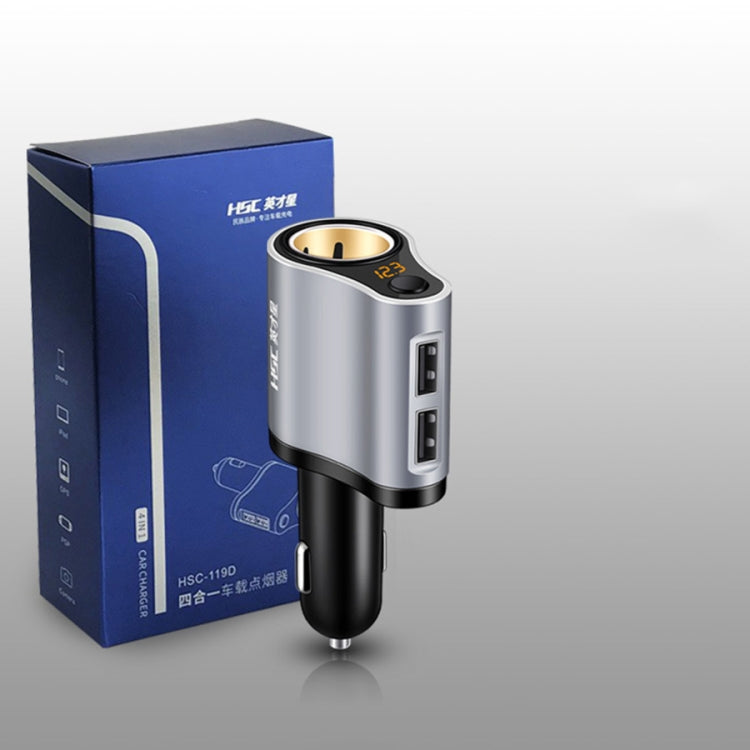 HSC-119D Car Charger 3.1A DC5.0 100W Dual USB Ports Car 12V-24V Charger 4 in 1 Cigarette Lighter Car Charger with Voltage Detection Car Charger Dual USB Fast Charge