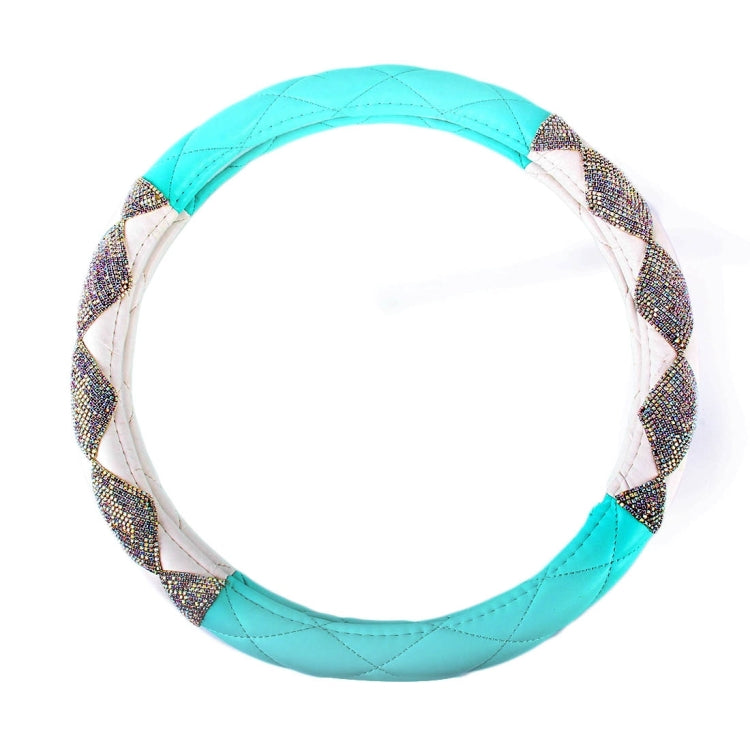 The Color Green And White Leather Car Steering Wheel Cover Sets Four Seasons General With Diamond