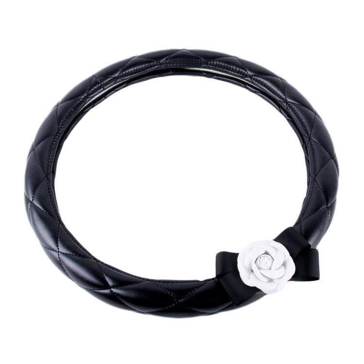 The Color Black Leather Car Steering Wheel Cover Sets Four Seasons General With Two Different Flowers To Be Selected