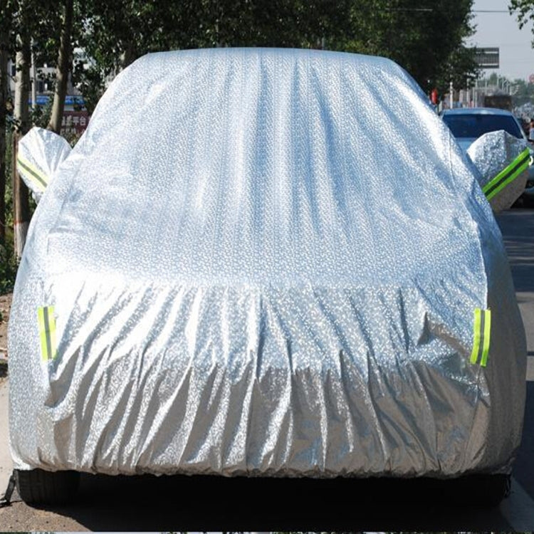 Aluminum Film PEVA Cotton Wool Anti-Dust Waterproof Sunproof Anti-frozen Anti-scratch Heat Dissipation SUV Car Cover with Warning Strips, Fits Cars up to 4.8m(187 inch) in Length