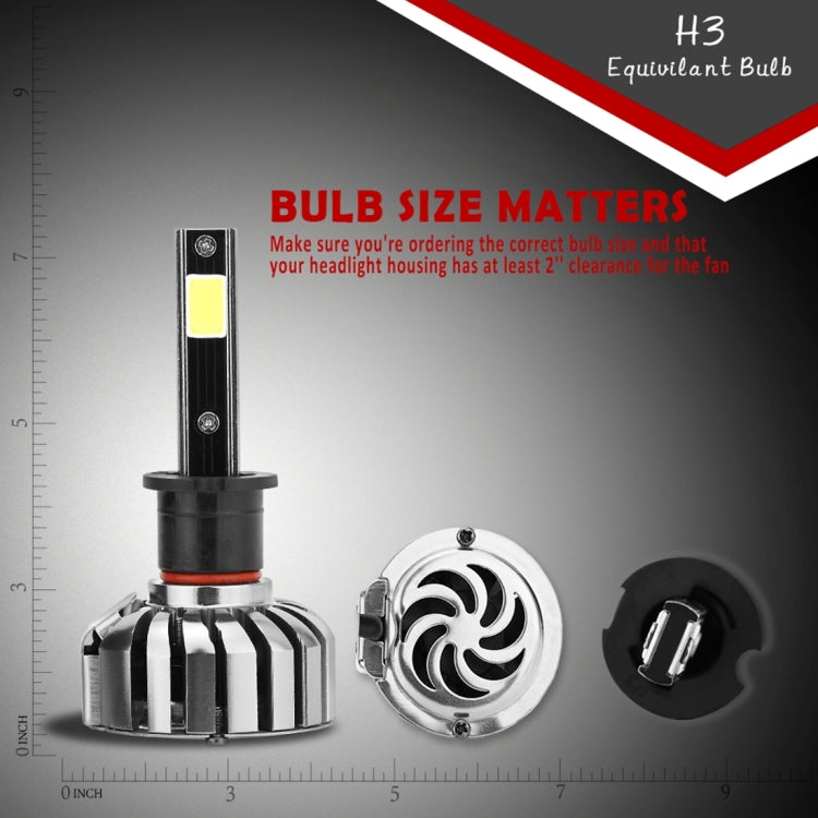 2 PCS N7 H3 40W 4000 LM 6000K Waterproof IP68 Car Auto LED Headlight with 2 COB LED Lamps, DC 9-36V(White Light)