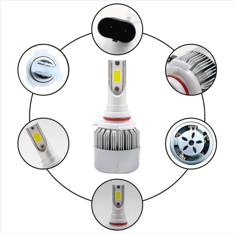 2pcs 9005 18W 1800LM 6000K Waterproof IP68 Car Auto LED Headlight with 2 COB LED Lamps, DC 9-36V(White Light)