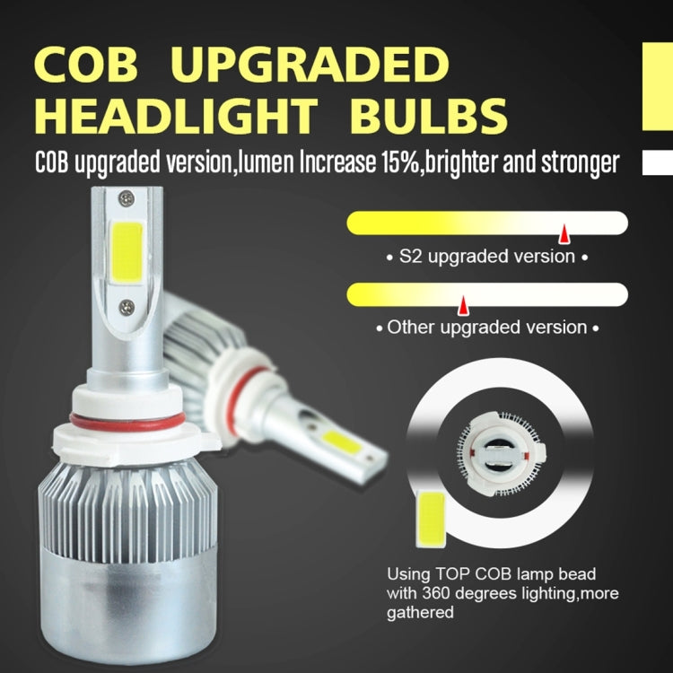 2pcs 9005 18W 1800LM 6000K Waterproof IP68 Car Auto LED Headlight with 2 COB LED Lamps, DC 9-36V(White Light)