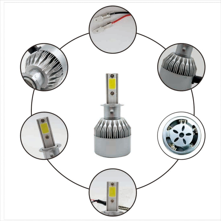 2pcs H3 18W 1800LM 6000K Waterproof IP68 Car Auto LED Headlight with 2 COB LED Lamps, DC 9-36V(White Light)