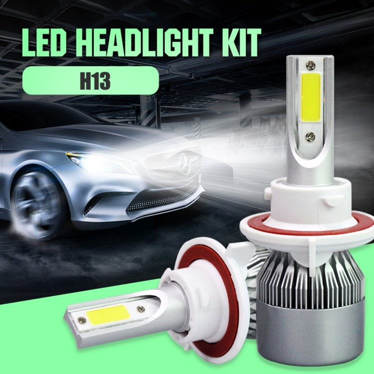 2pcs H13 18W 1800LM 6000K Waterproof IP68 Car Auto LED Headlight with 2 COB LED Lamps, DC 9-36V(White Light)