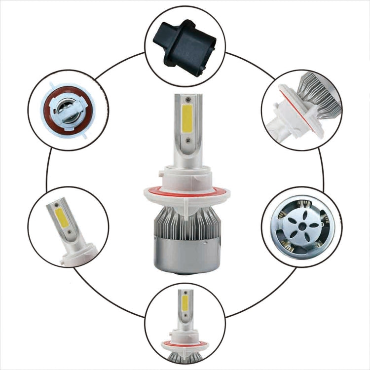 2pcs H13 18W 1800LM 6000K Waterproof IP68 Car Auto LED Headlight with 2 COB LED Lamps, DC 9-36V(White Light)