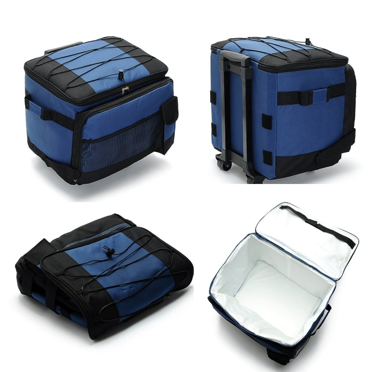Car Auto Outdoor 40L Portable Multi-function Insulation Refrigerating Fresh Storage Organize Bag with Rod and Wheel for Travel Delivery Picnic