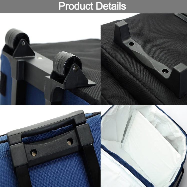 Car Auto Outdoor 40L Portable Multi-function Insulation Refrigerating Fresh Storage Organize Bag with Rod and Wheel for Travel Delivery Picnic