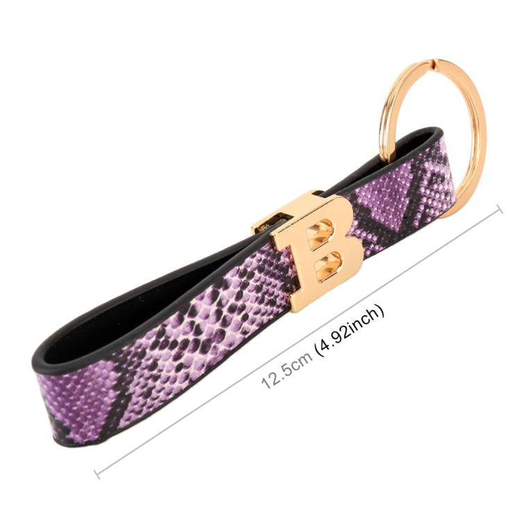 Car Metal + Colored Leather Key Ring Letter B Keychain