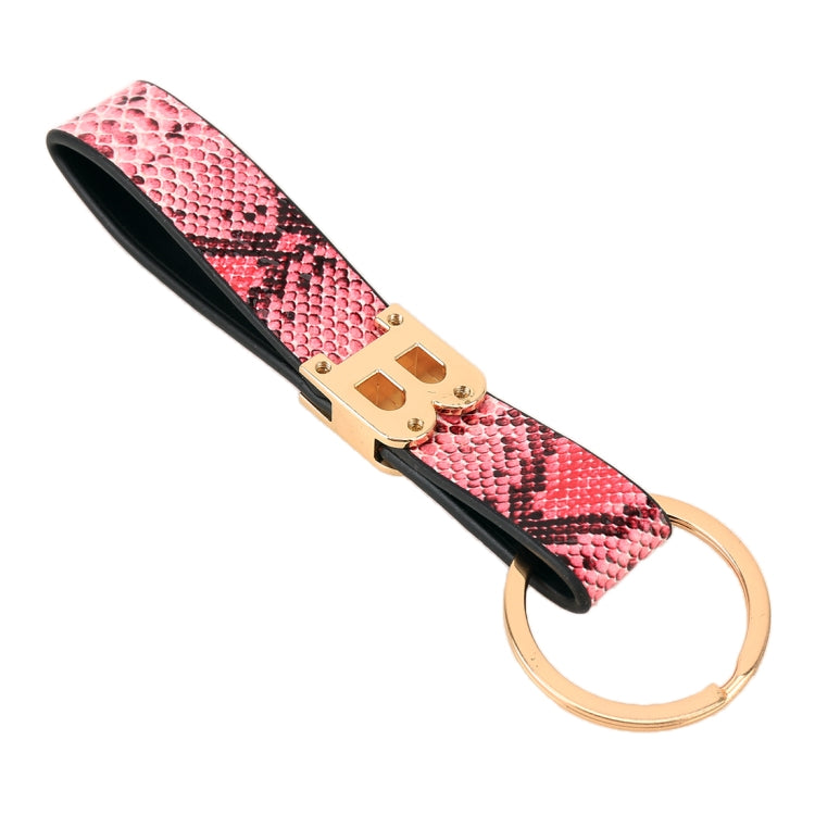 Car Metal + Colored Leather Key Ring Letter B Keychain