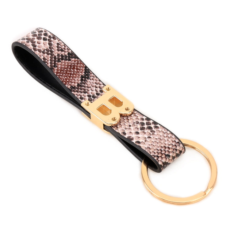 Car Metal + Colored Leather Key Ring Letter B Keychain