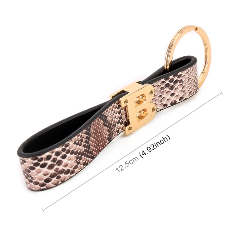 Car Metal + Colored Leather Key Ring Letter B Keychain