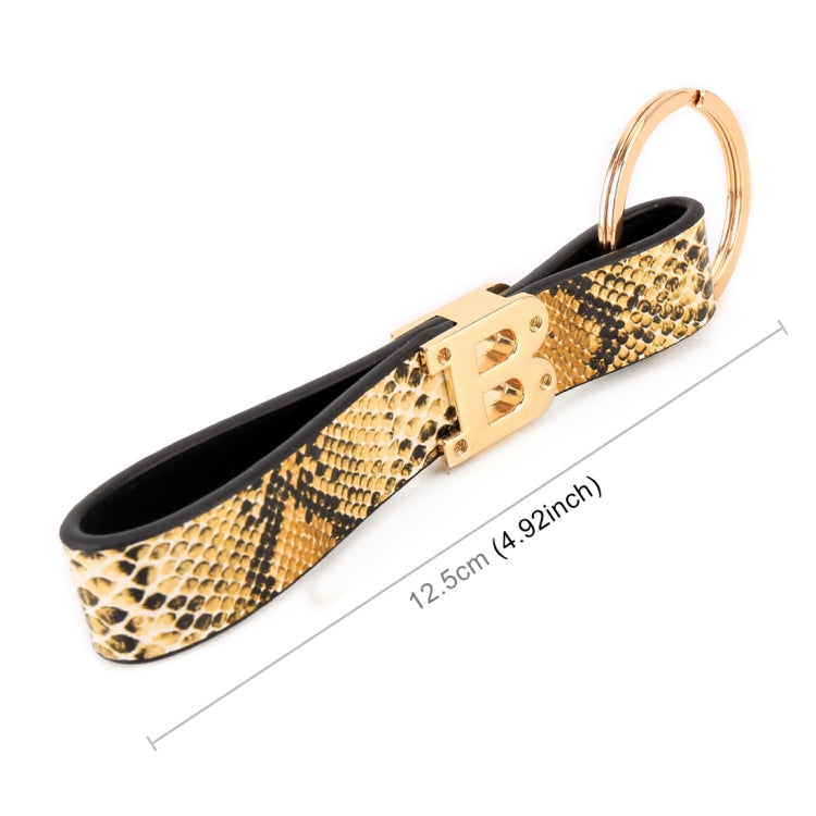 Car Metal + Colored Leather Key Ring Letter B Keychain