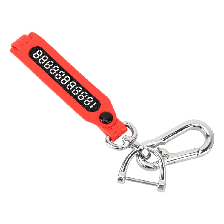 Car Metal + Leather Key Ring Silver Ring Number Keychain Random Color Delivery