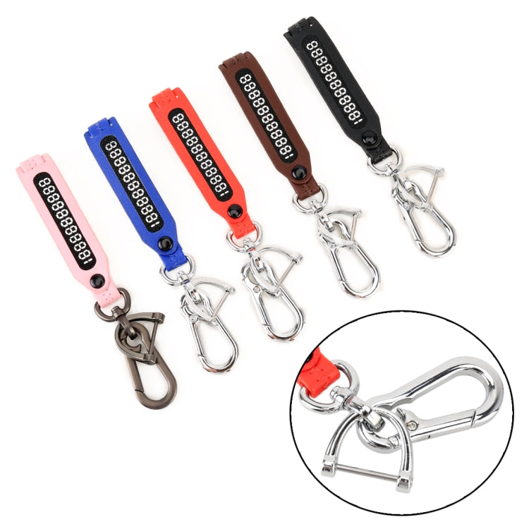 Car Metal + Leather Key Ring Silver Ring Number Keychain Random Color Delivery