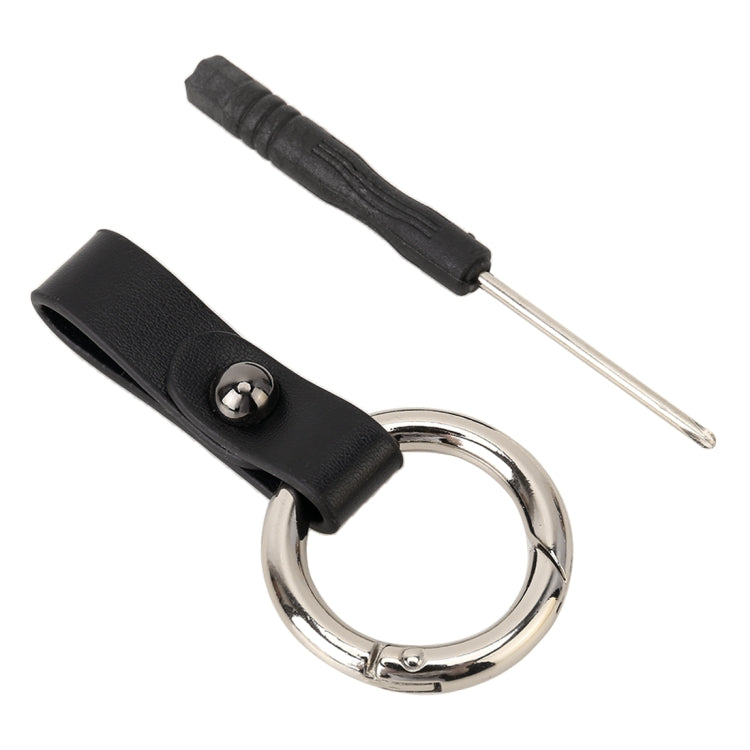 Car Leather Key Ring Round Ring Keychain with Screwdriver